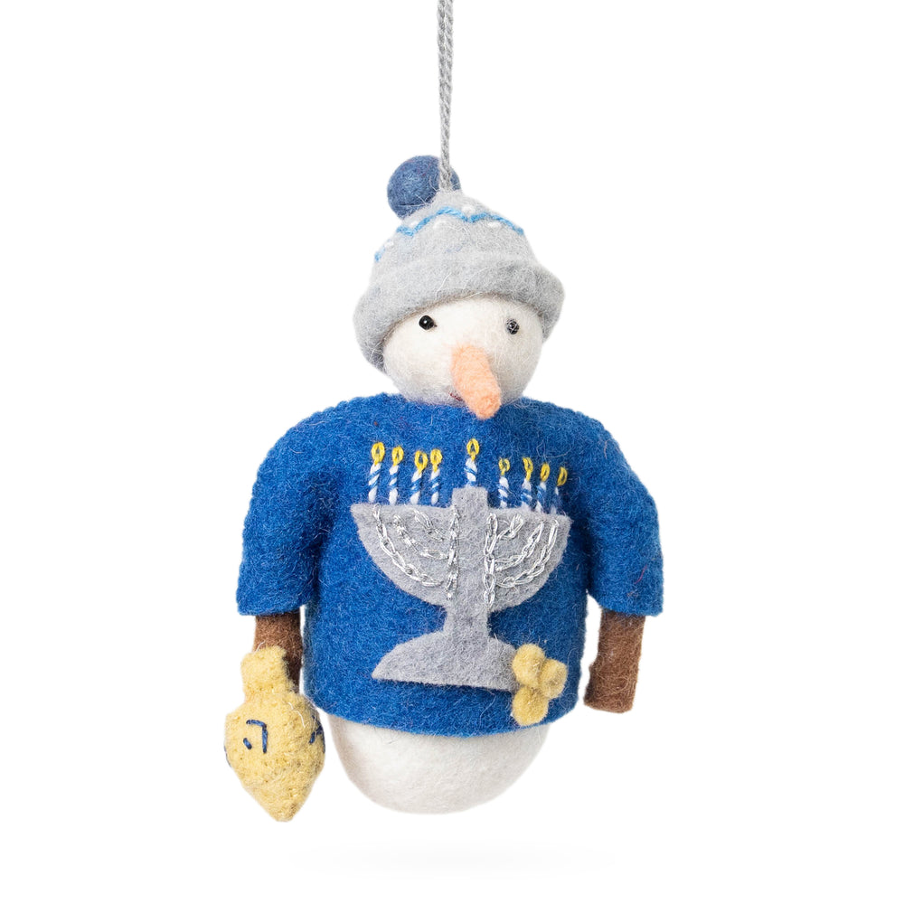 Felt Hanukkah Ornament – Snowman Menorah Sweater