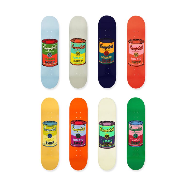 Andy Warhol: Skateboard Colored Campbell’s Soup Cans Set of 8