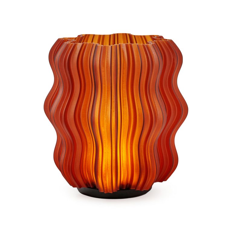 Mini Wavy Recycled Plastic Portable Table Lamp – Amber