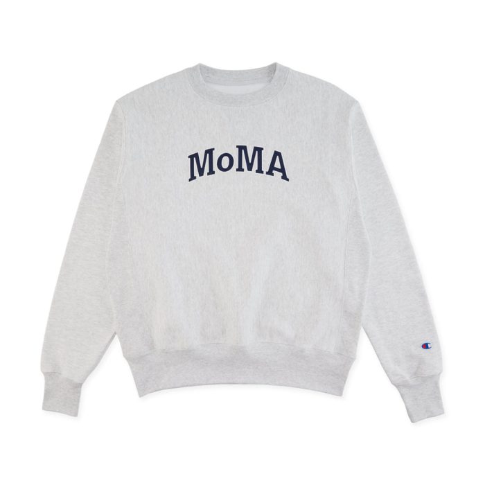 Champion Crewneck Sweatshirt – MoMA Edition – Silver Gray/ Navy