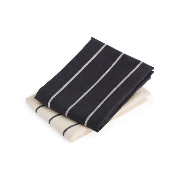 HAY Outdoor Market by Jasper Morrison Shop Tea Towels – Set of 2 – Black/ Beige