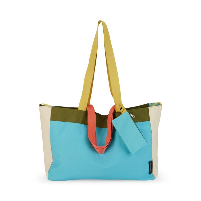 Colorful Oversized Cotton Canvas Tote Bag – Blue