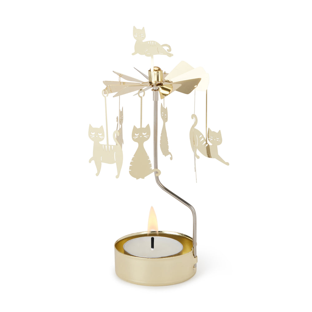 Cat Family Rotary Tea Light Candle Holder