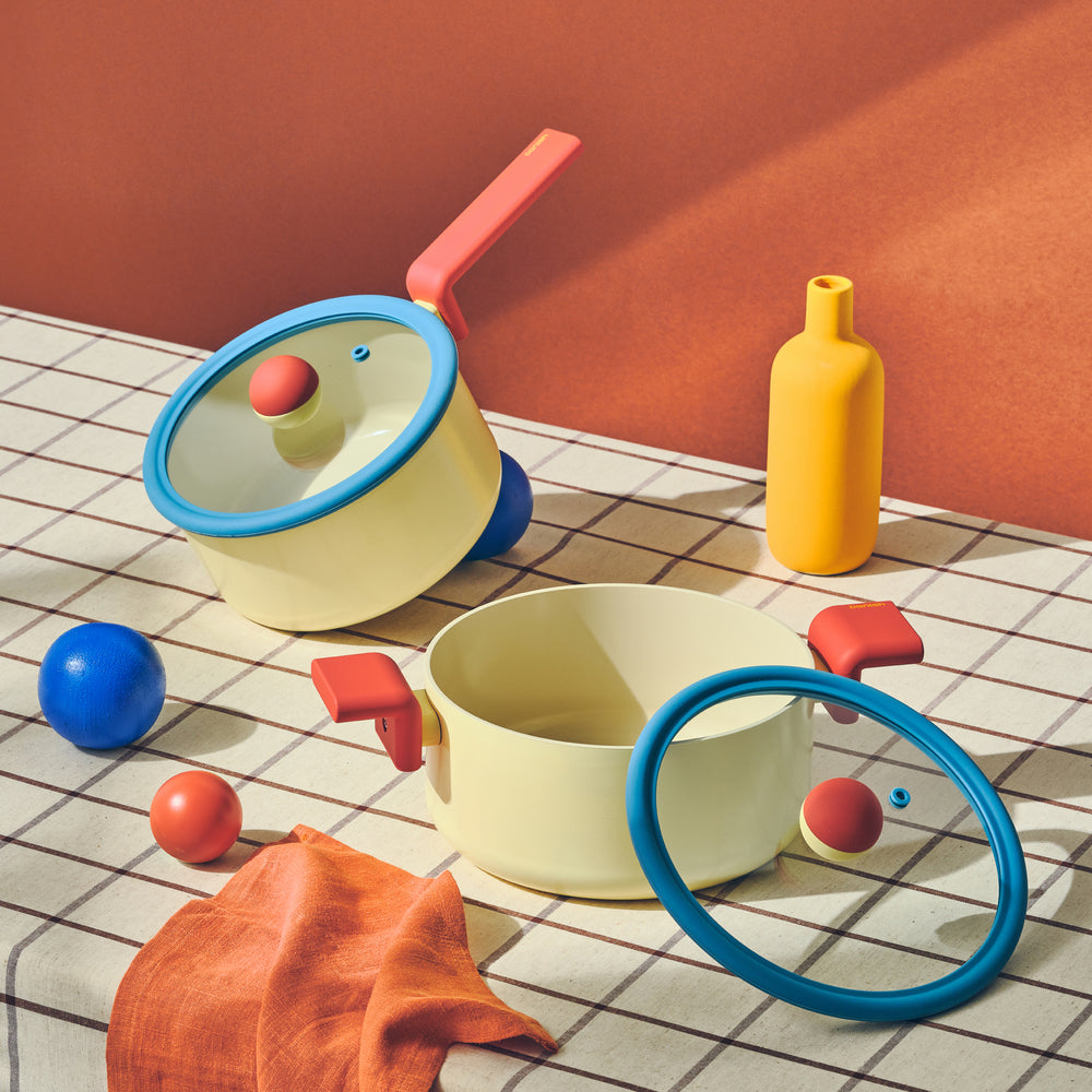 Geometric Non-Stick Cookware – Yellow/ Rust