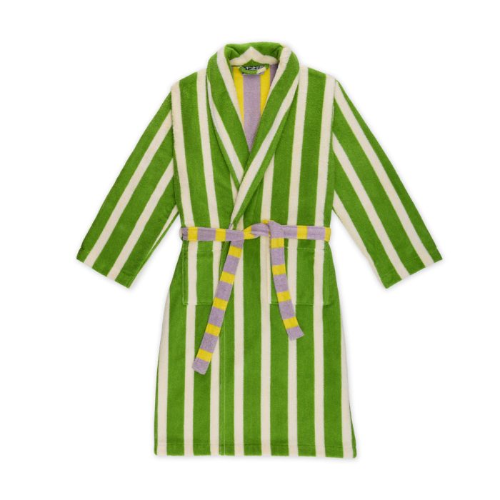 Dusen Dusen Striped Bathrobe – Green/ Lavender