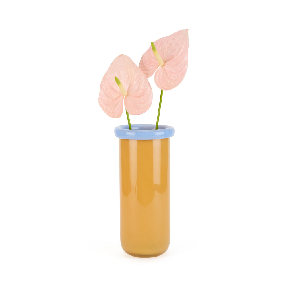 Plegado Glass Vase – Yellow/ Sky Blue