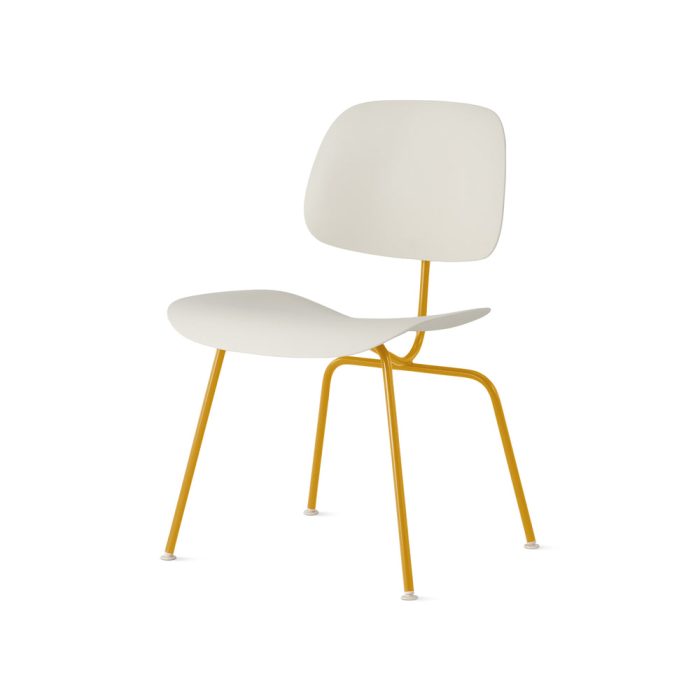 Eames EC-127 Molded Recycled Plastic Dining Chair from Herman Miller – White/ Yellow
