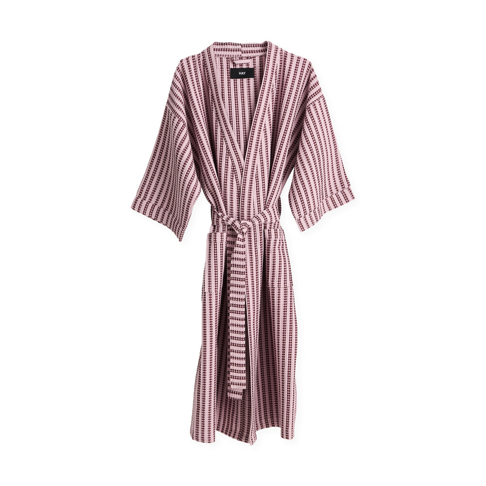 HAY Striped Waffle Bathrobe – Stripe Cool Pink