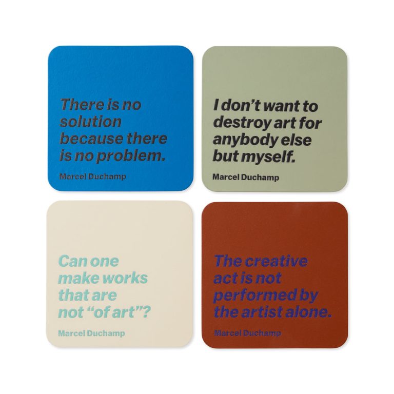 MoMA Artist Recycled Leather Quote Coasters – Set of 4 – Marcel Duchamp