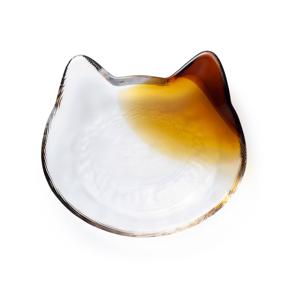 Glass Cat Face Dish – Brown