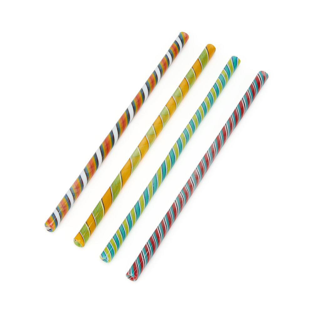 Candy Stripe Glass Straws – Set of 4