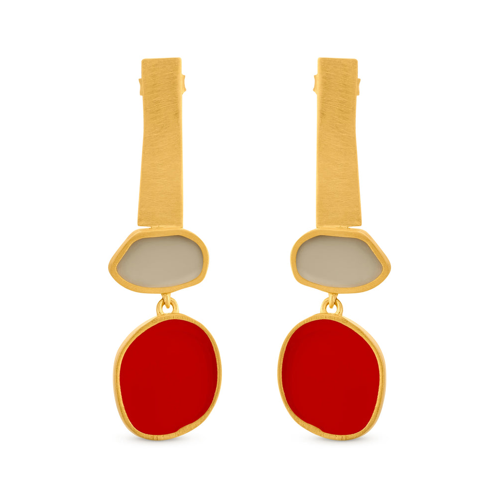 Geometric Collage Gold-Plated Three Shapes Drop Earrings