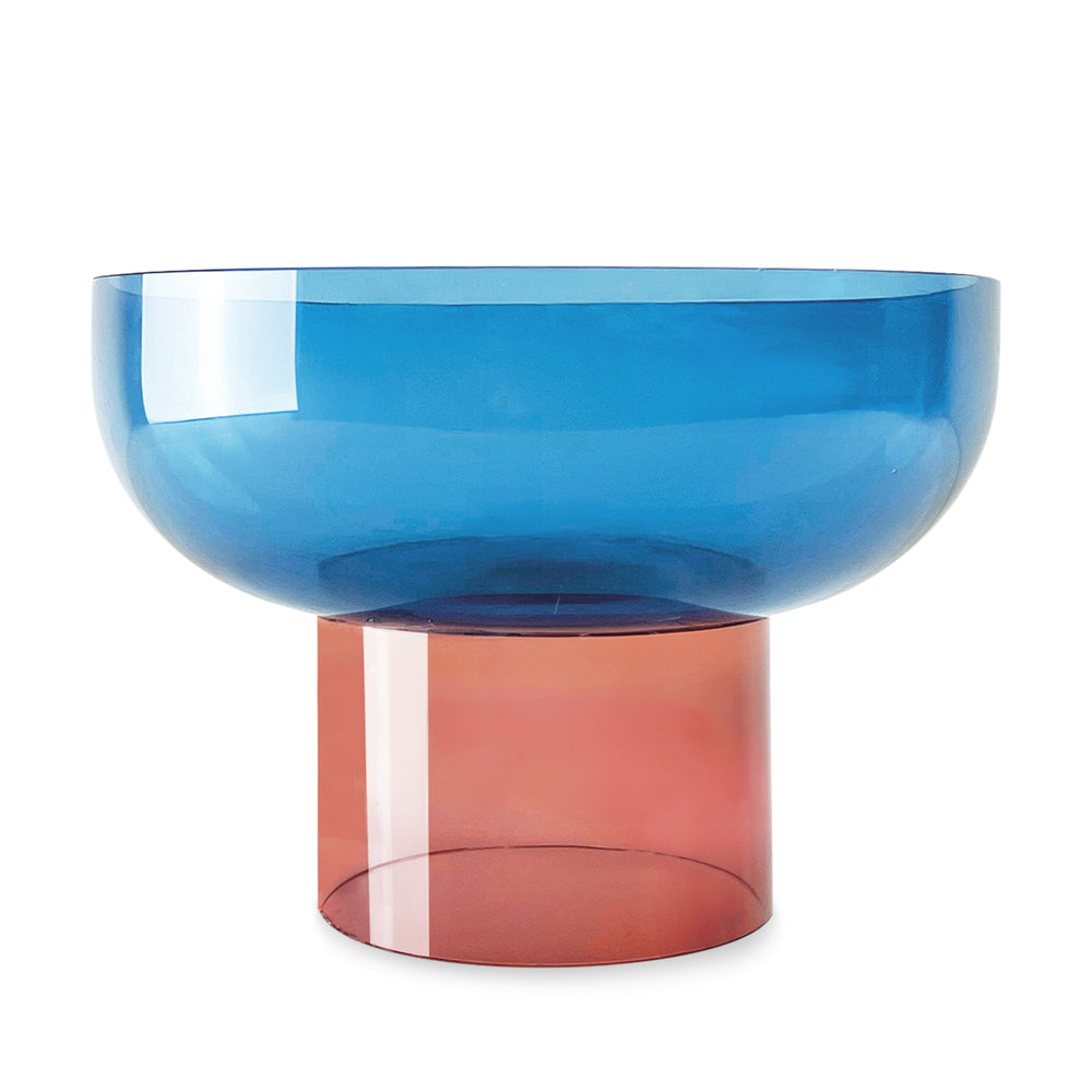 Dual Color Glass Fruit Bowl – Blue/ Pink
