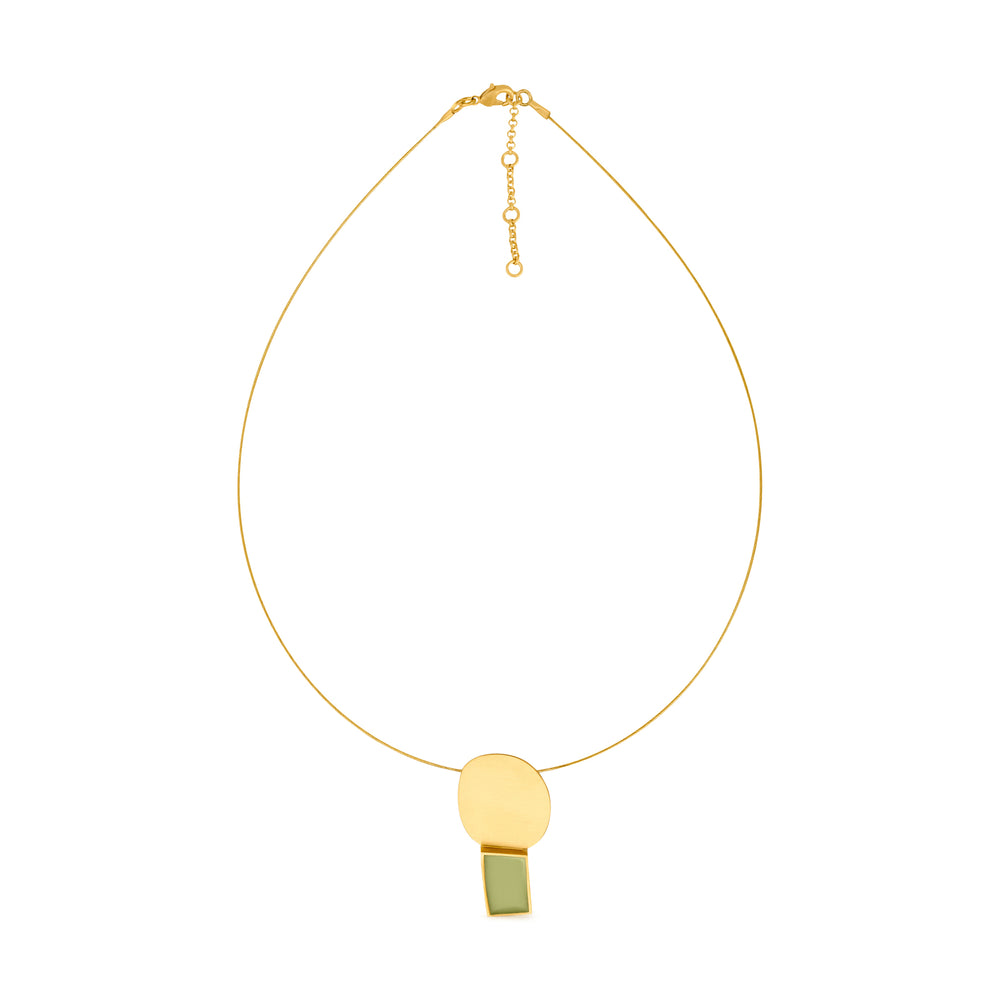 Geometric Collage Gold-Plated Pendant Wire Necklace
