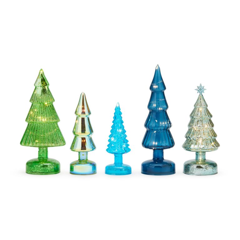 MoMA Colorful LED Lighted Trees – Set of 5 – Small – Blue