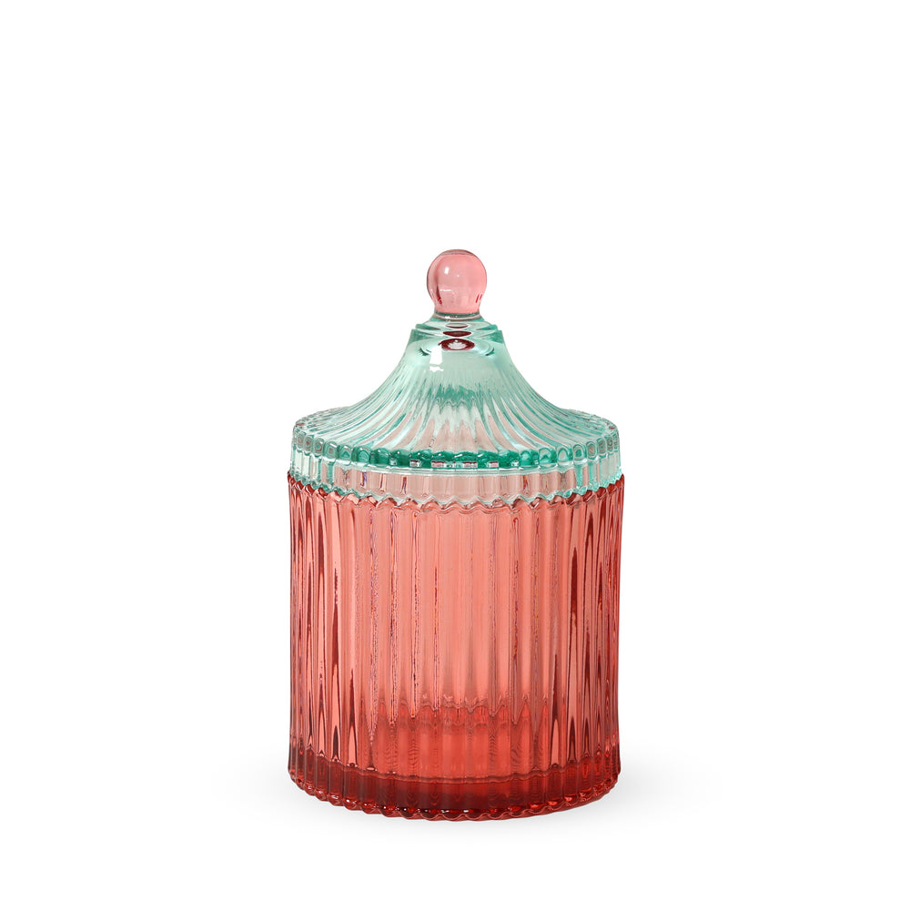 Candy Stripe Glass Storage Jar – Red/ Light Mint