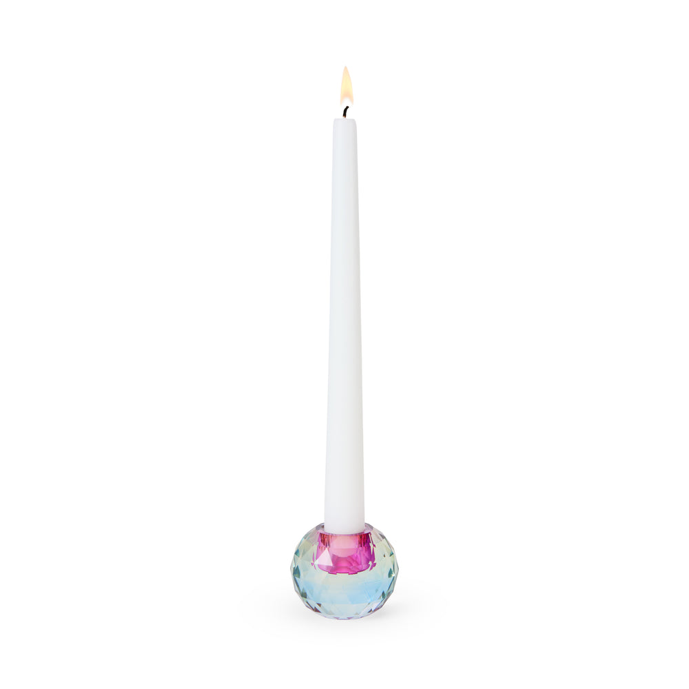 Faceted Orb Crystal Candleholder – Blue/ Lilac