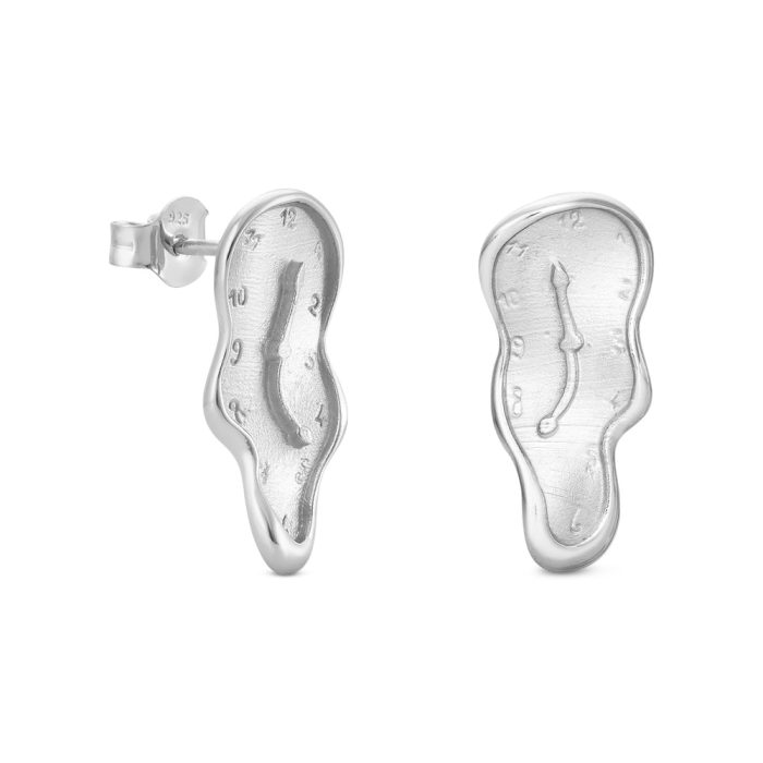 Salvador Dalí Gold-Plated Melting Clock Post Earrings – Silver