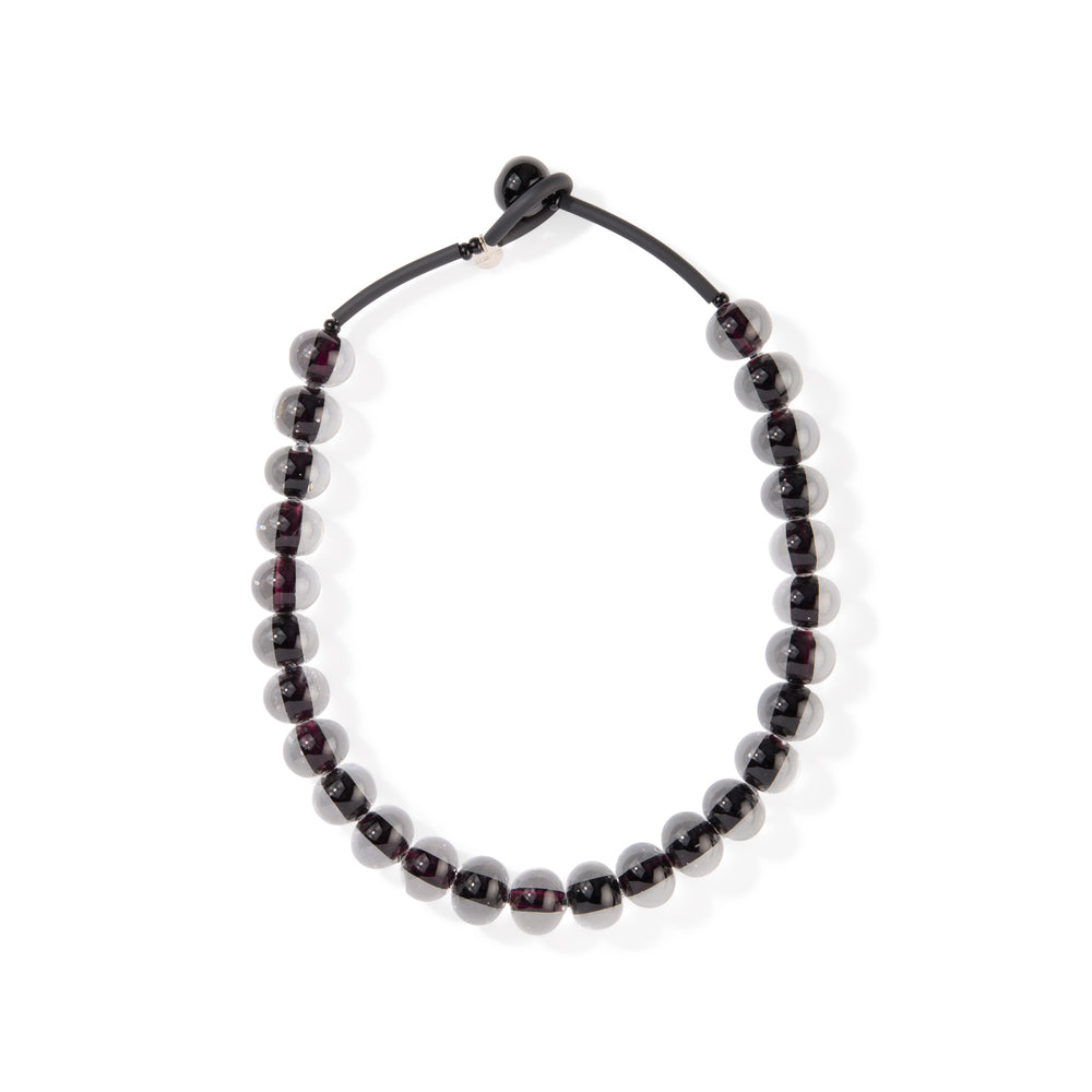 Glass Ball Strip Necklace – Black