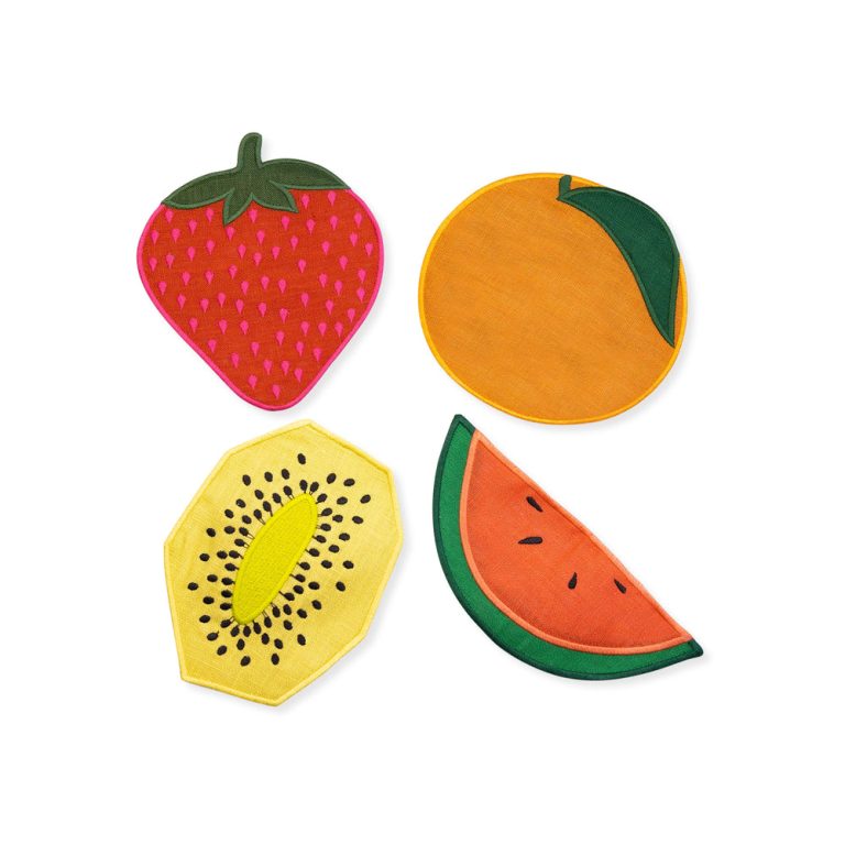 Fruit Salad Linen Cocktail Napkins – Set of 4