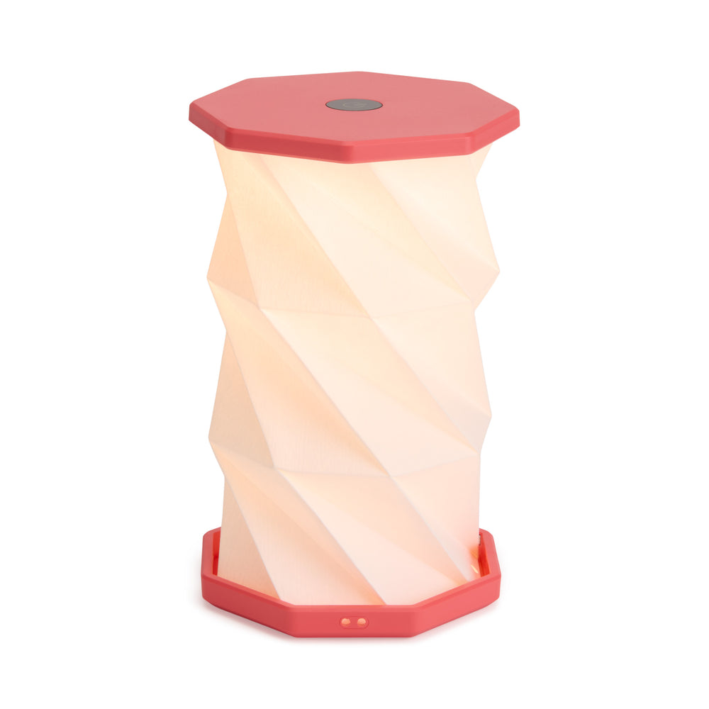 Twist Hexagon Portable Table Lamp – Coral Red