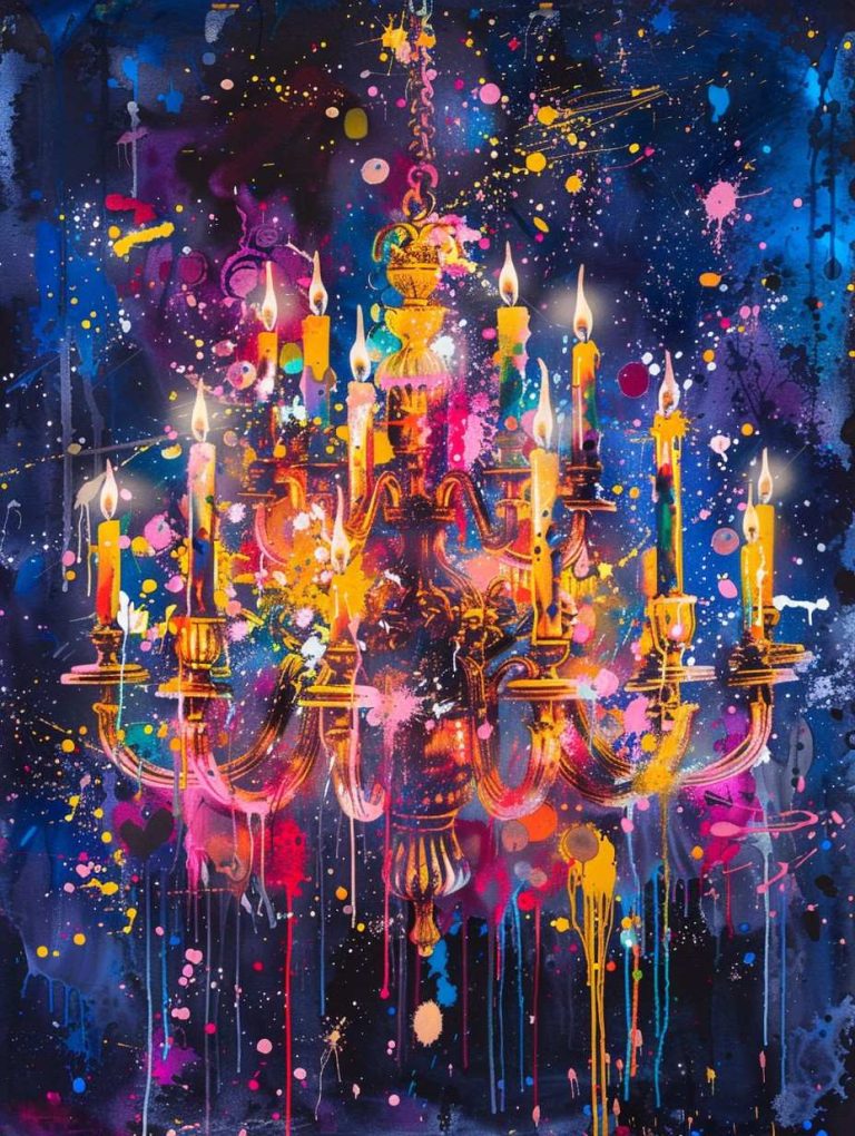 Neon Splatter Chandelier