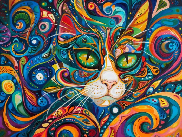 Psychedelic Rainbow Cat