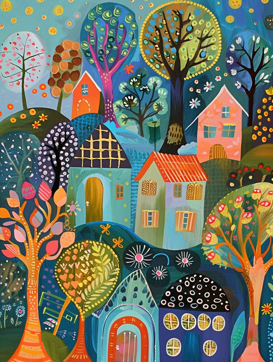 Whimsical Folk Art Village