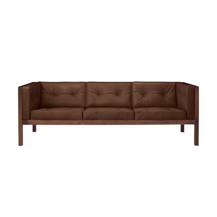 George Nelson Leather Cube Sofa from Herman Miller – Walnut/ Ledge Caramel Leather