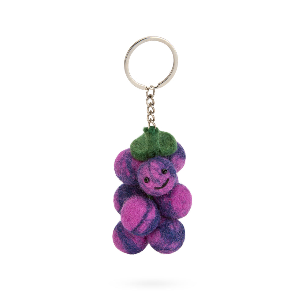 Fruit & Vegetable Felt Wool Keychain – Grapes