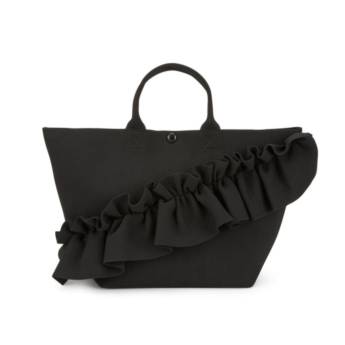 Ruffle Knit Tote Bag with Hidden Pocket