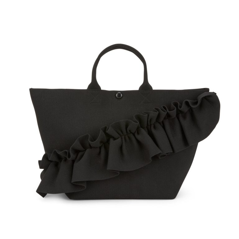 Ruffle Knit Tote Bag with Hidden Pocket