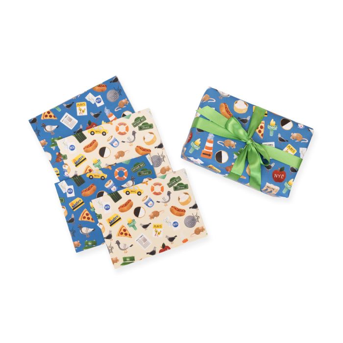 NYC Gift Wrap – Set of 4 – Blue/ Cream