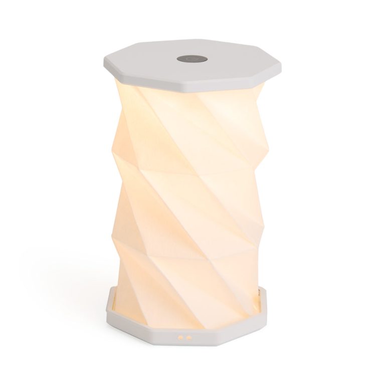 Twist Hexagon Portable Table Lamp – Lunar White