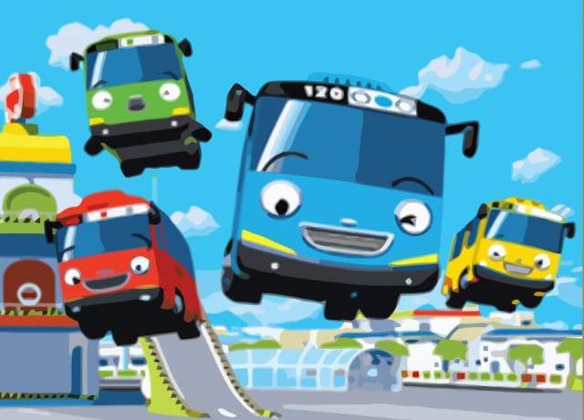 Colorful buses
