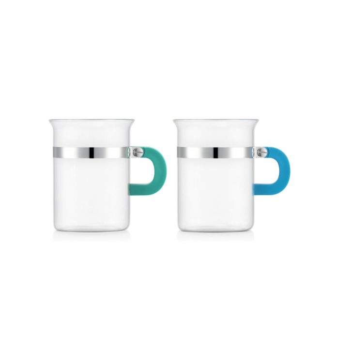 Bodum Chambord Coffee Cups – Set of 2 – Neon Blue / Teal