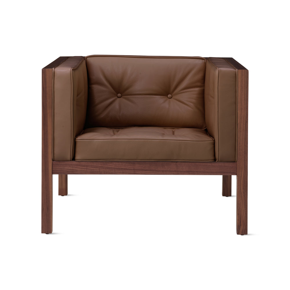 George Nelson Leather Cube Lounge Chair from Herman Miller – Walnut/ Caramel Leather