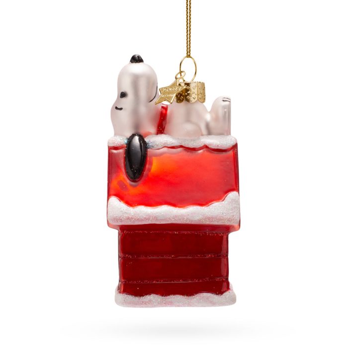 Snoopy Glass Holiday Ornament – Snoopy on Doghouse