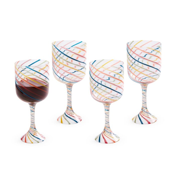 Rainbow Swirl Glassware – Set of 4 – Wine Set of 4