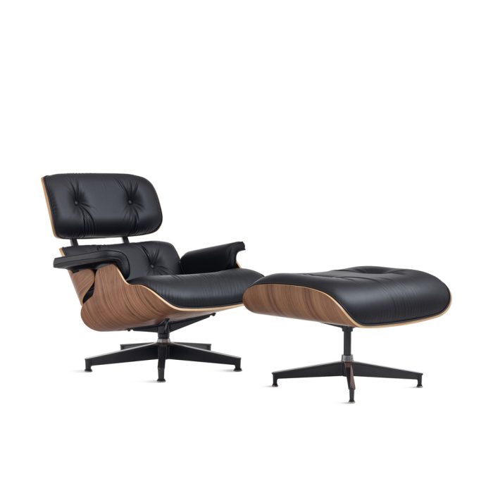 Eames Lounge Chair and Ottoman from Herman Miller – Walnut/ Black Bamboo Leather