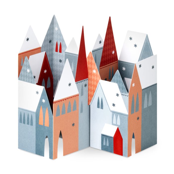 Winter Village Holiday Pop-Up Cards – Set of 8