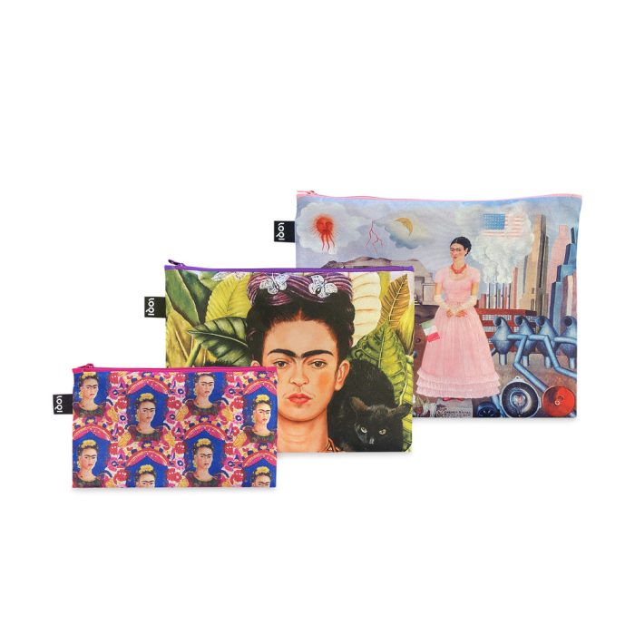 Loqi Frida Kahlo Recycled Polyester Pouches – Set of 3