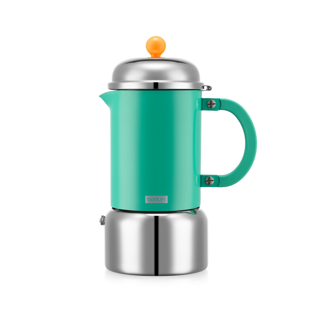 Bodum Chambord Stainless Steel Espresso Maker – Neon Teal