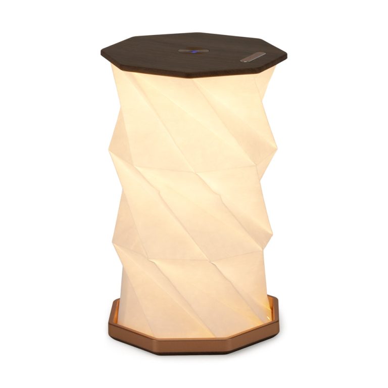 Twist Hexagon Portable Table Lamp – Walnut