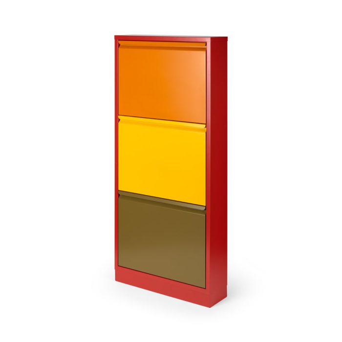 3-Drawer Shoe Rack & Storage Cabinet – Orange/ Olive